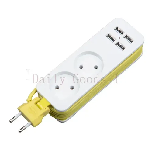 Удлинитель сетевой, зарядное устройство с USB. Провод питания 1,5 метра. S-CT2-1,5U WHITE/GREEN ТМ