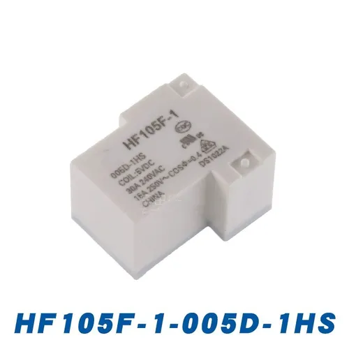 Реле электромагнитное HF105F-1/005D-1HS 30A 4-контактное нормально разомкнутое (NO) 5VDC