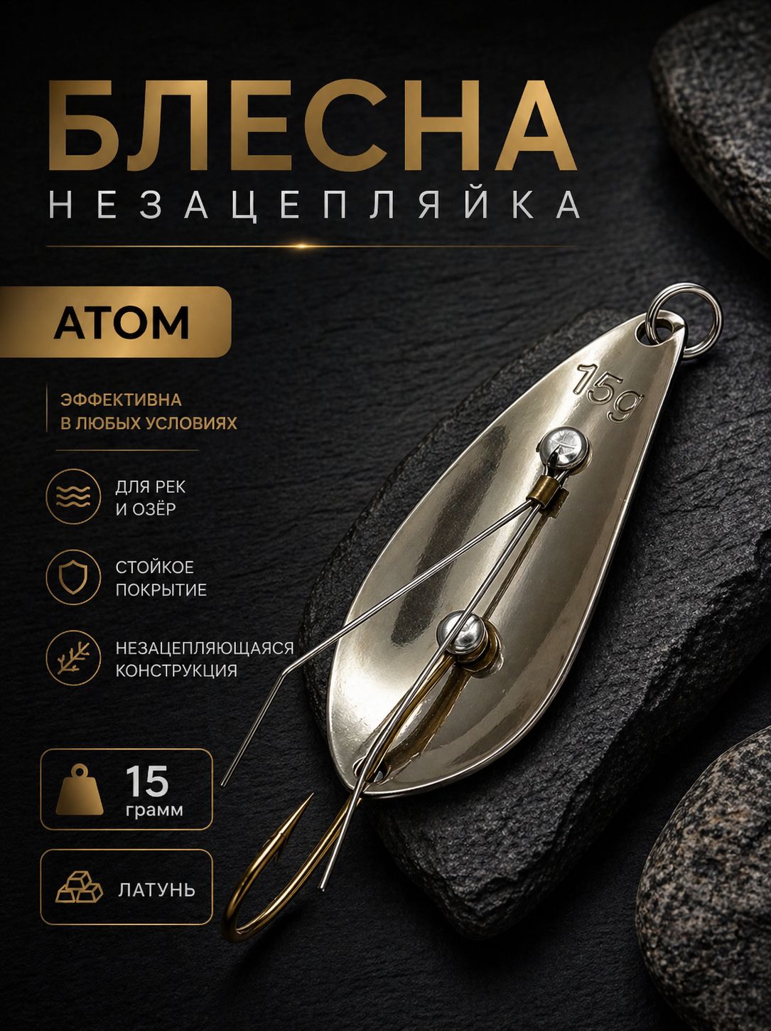 Блесна незацепляйка колебалка атом на щуку, жереха и судака