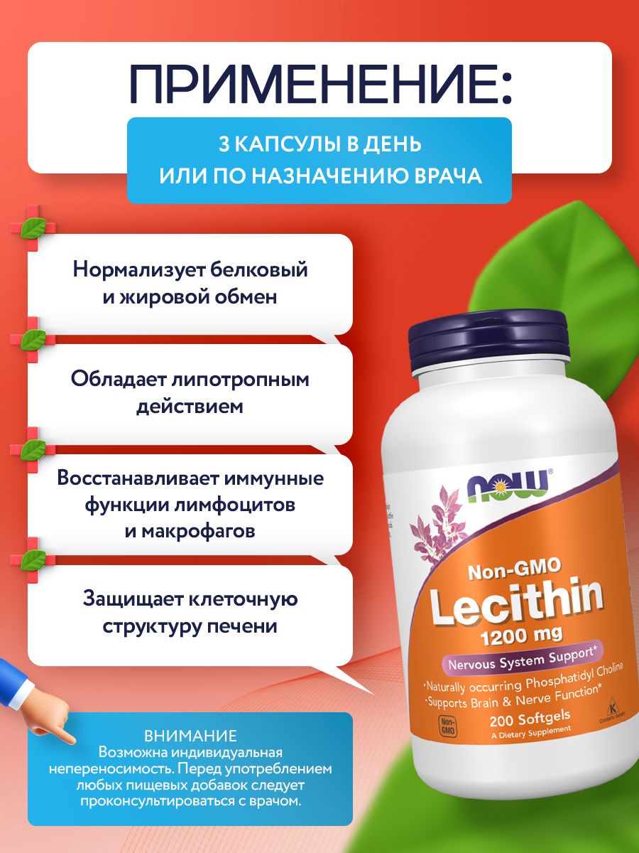 Now, LECITHIN 1200mg 200 капсул