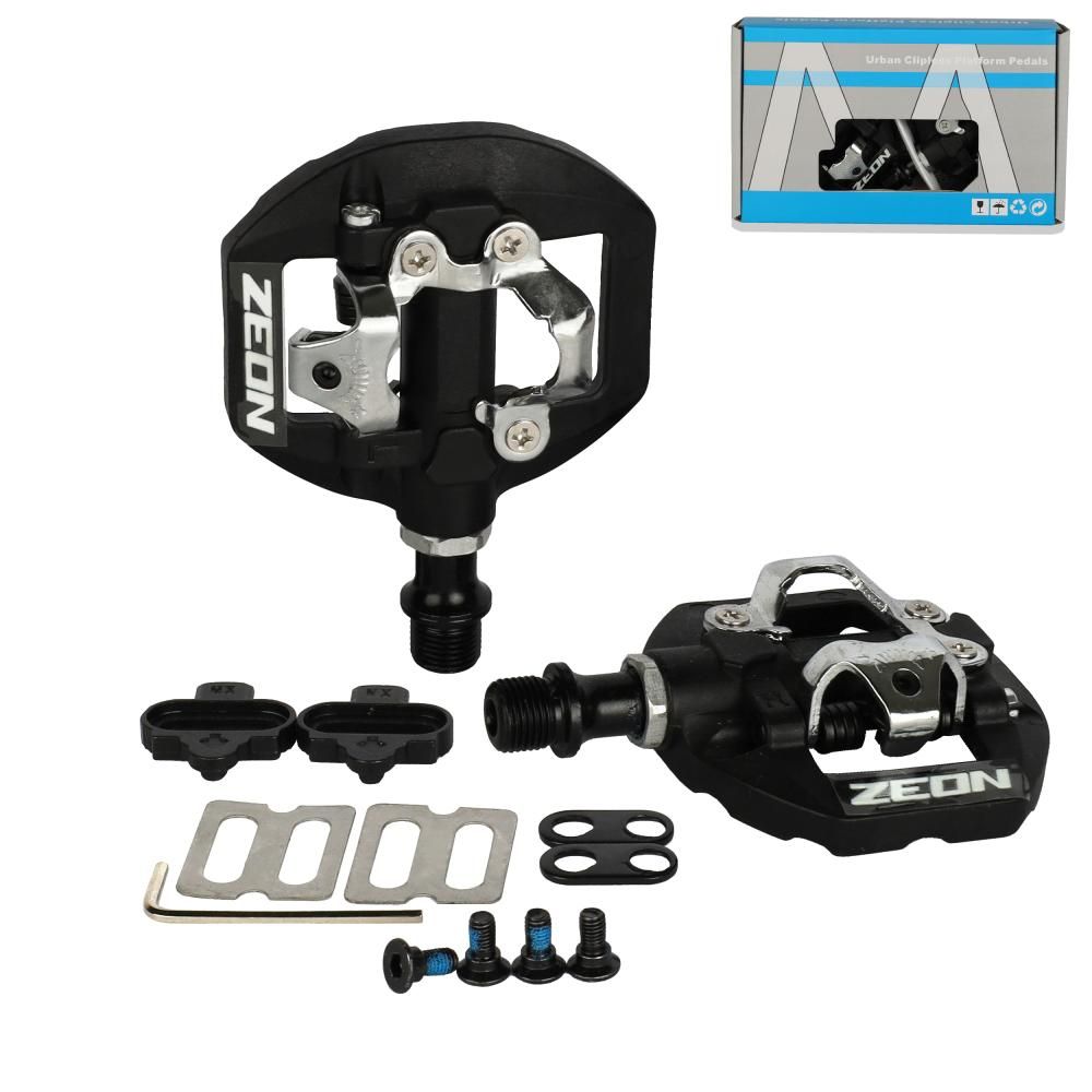 Педали велосипедные ZEON MX-P521 ZEON TENDON, платформенные профессиональные, алюминиевые, резьба 9/16 дюйма, 1 DU и 1 промышленный подшипник, 83 х 103 мм, черные, 2 шт.
