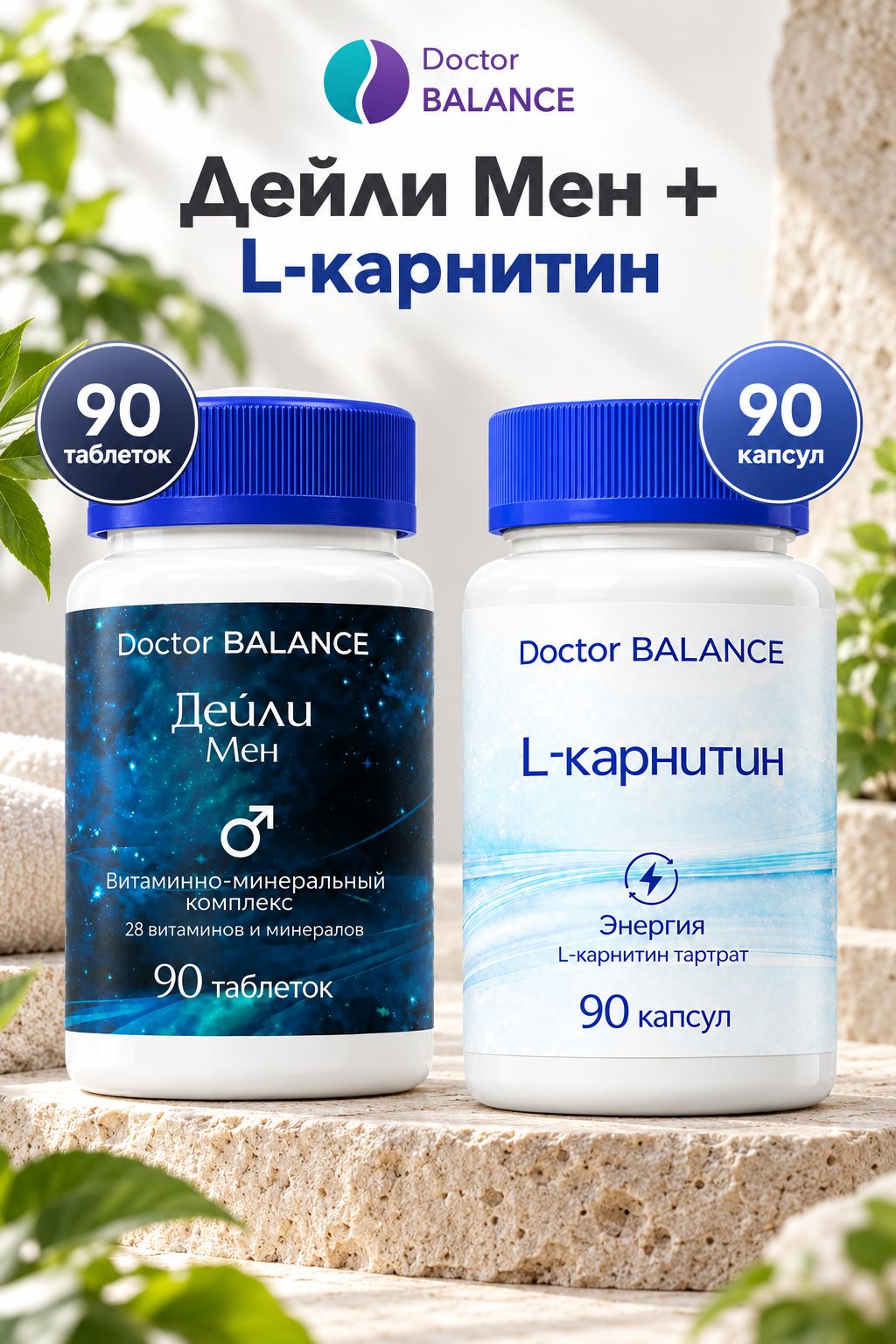 Набор Doctor Balance: Витамины для мужчин Дейли Мен 90 + L-карнитин 90