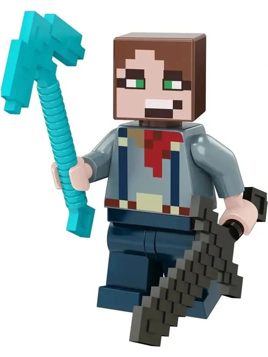 Фигурка Стив с алмазным топором, Minecraft Майнкрафт