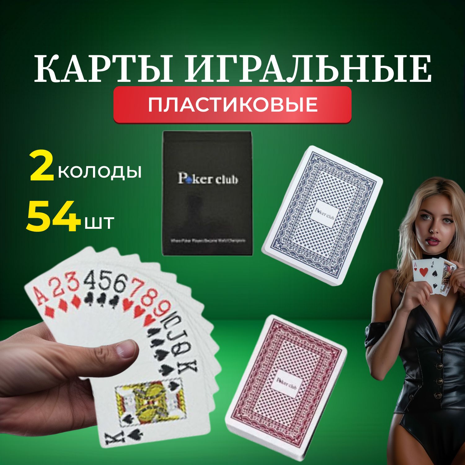 Карты игральные пластиковые Poker, 2 колоды - купить с доставкой по  выгодным ценам в интернет-магазине OZON (1424505594)