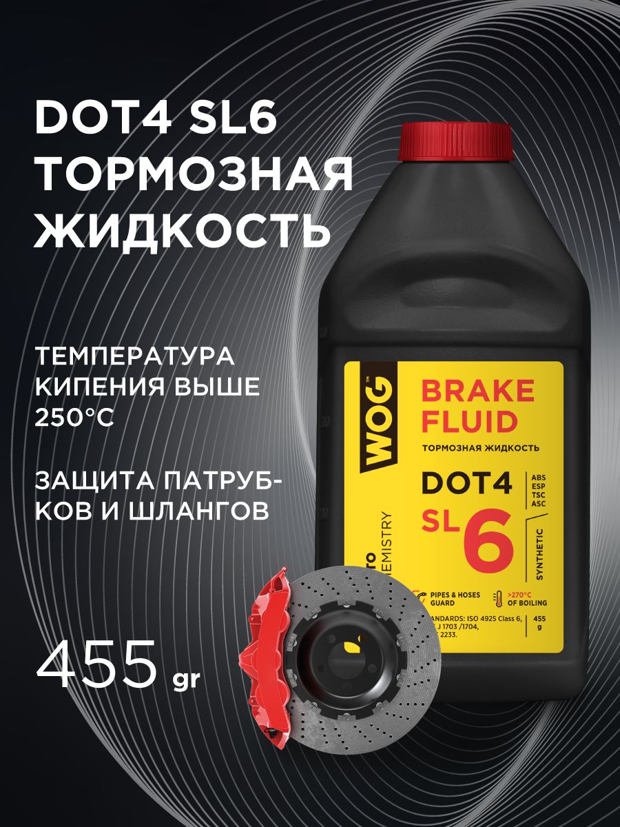 ТормознаяжидкостьDOT4SL6(Дот4класс6)(+275C)синтетическаядлясистемысABS,ESP,TSC,ASCскомплексомантикоррозийныхприсадокWOGWGC0142,0.45л