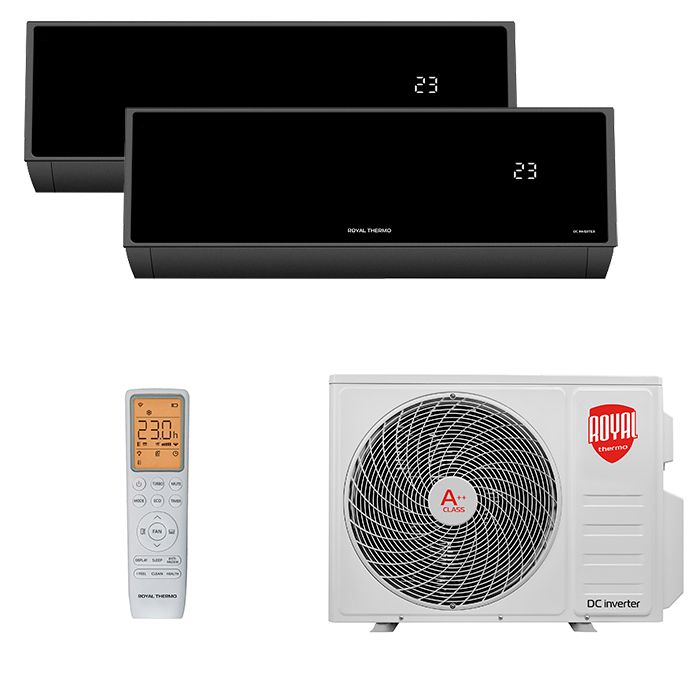 Инверторная мульти сплит-система Royal Thermo на 2 комнаты (20 м2 + 20 м2) RTFMO/out-14HN8 + 2*RTFMI/in-07HN8/black, комплект, белый