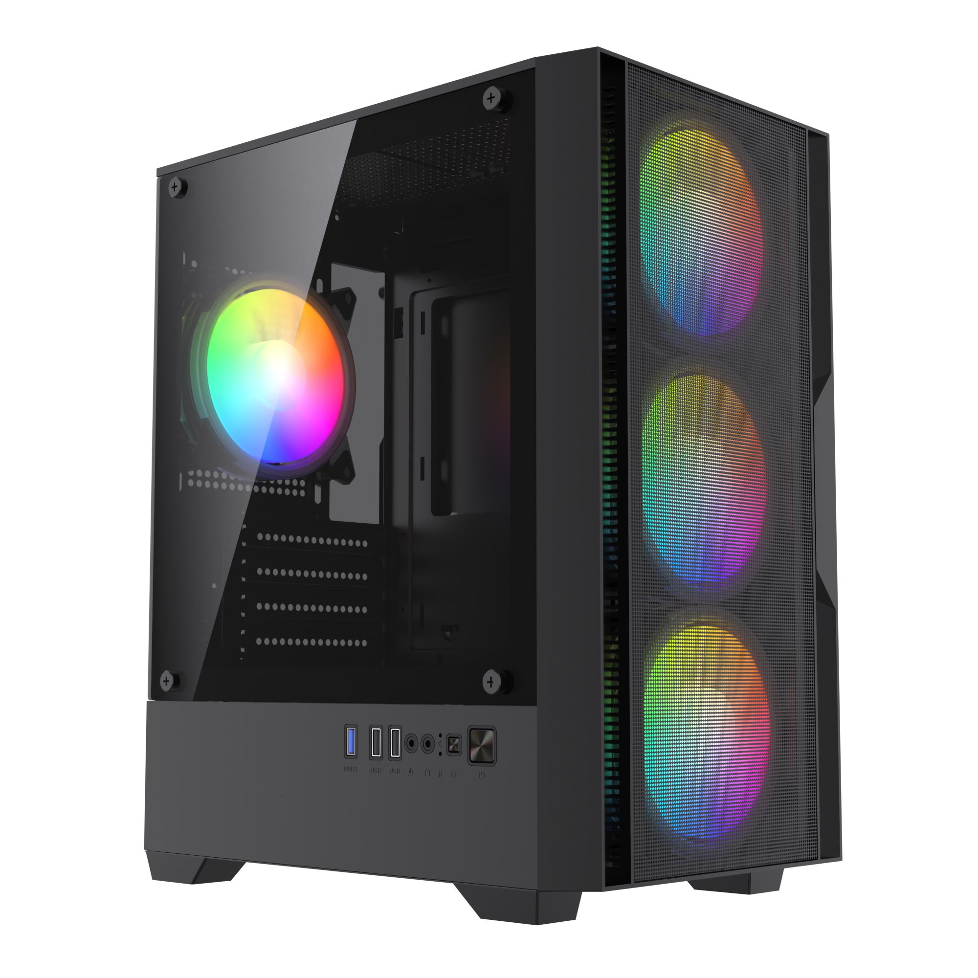 ИгровойкорпуссвентиляторамиBaseTecheXtremeGFX-06,БезБП,mATX,чёрный,4xFRGBFAN