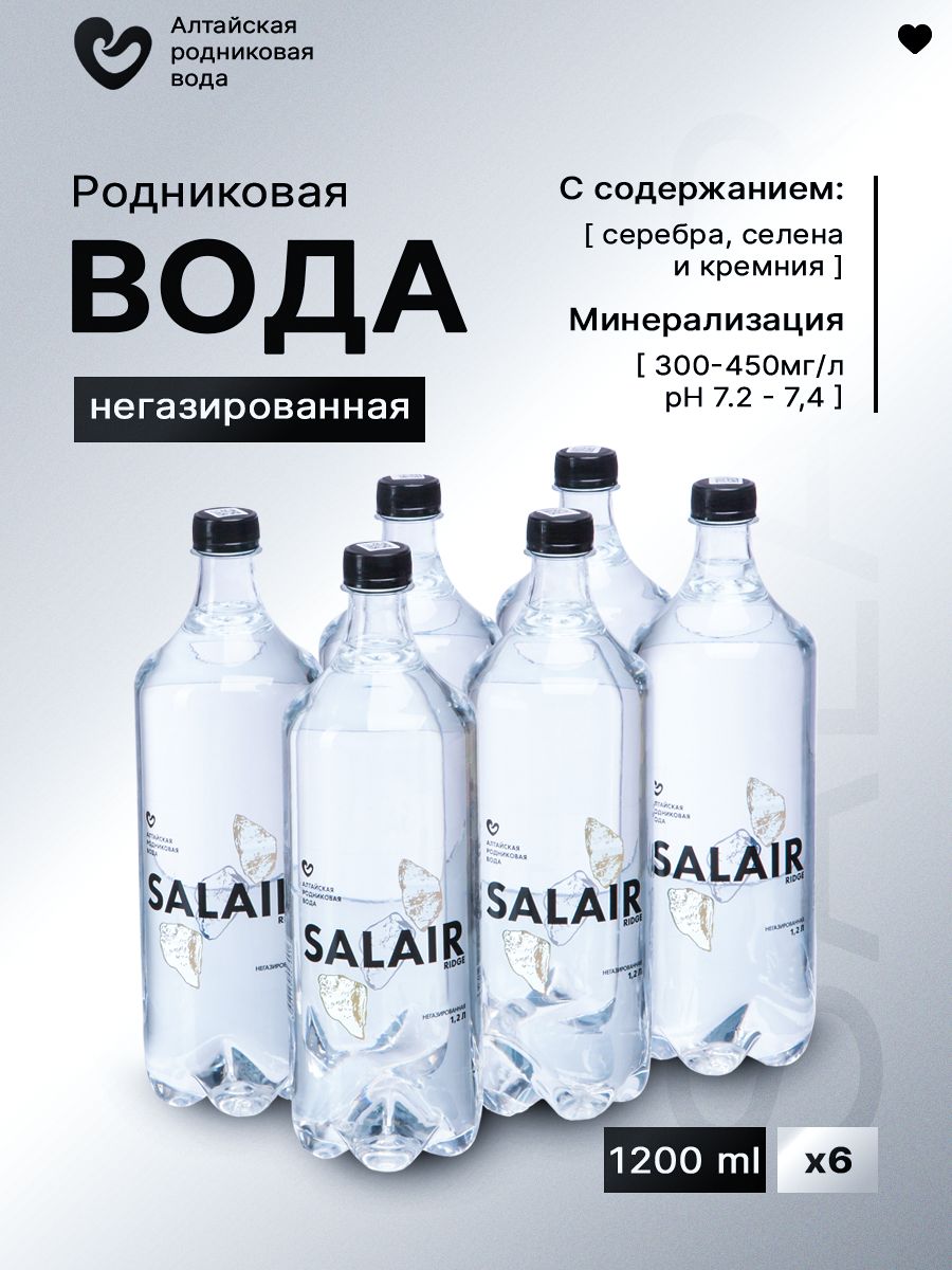 ВодаприроднаяпитьеваяродниковаяСАЛАИР(SALAIRRIDGE),негазированная,1,2л,6шт