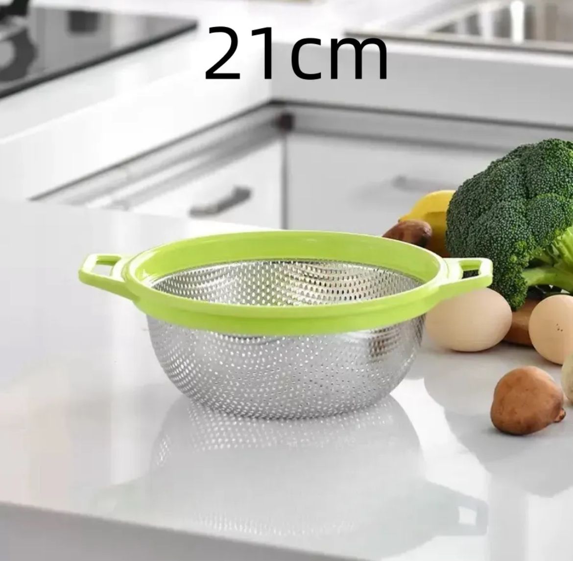 Дуршлаг21смизнержавеющейсталиспластиковымиручкамиУниверсальныйдуршлагдлямакарон,ягод,овощейЦветмикс