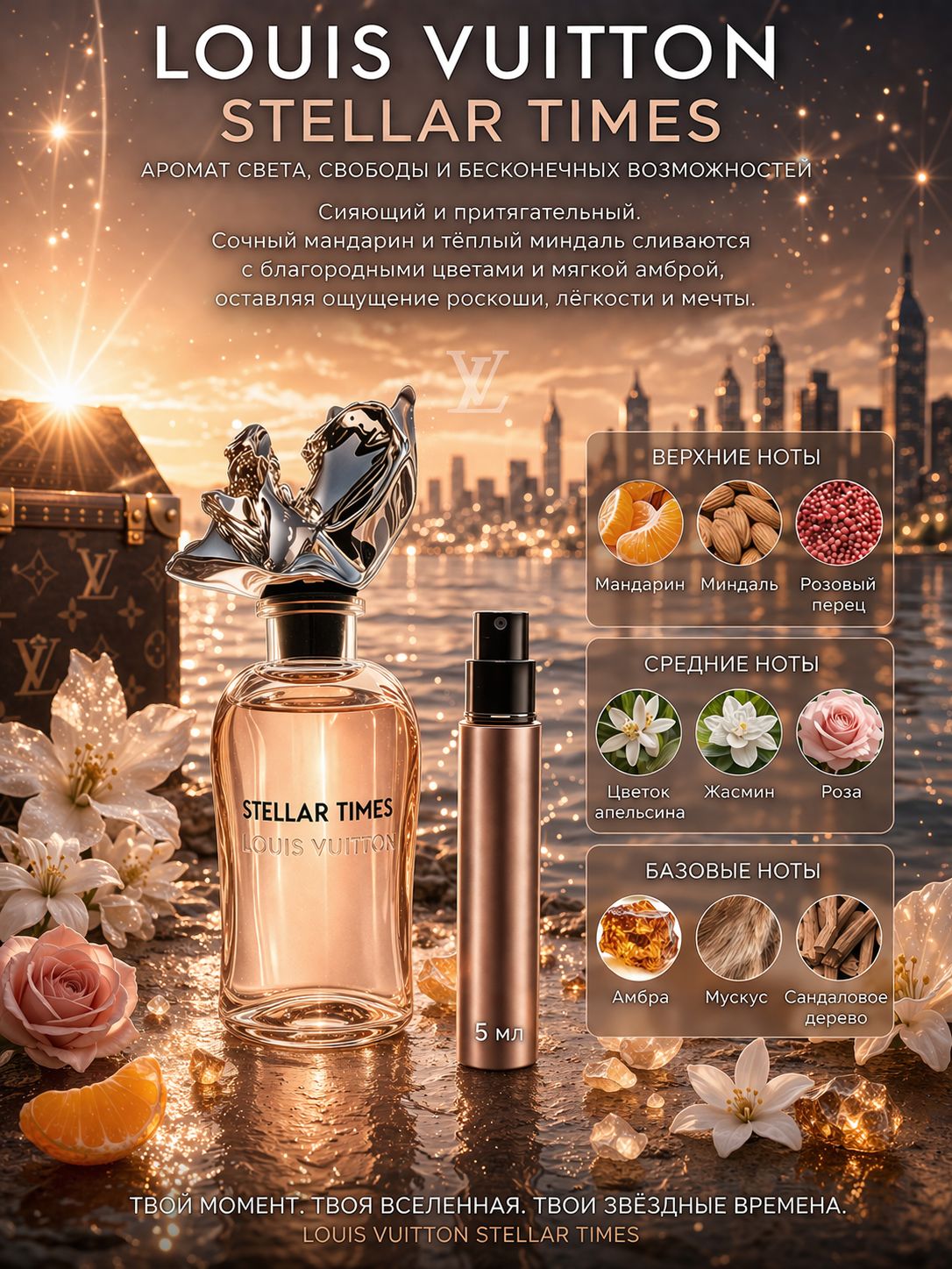 Louis Vuitton Stellar Times Женская парфюмерная вода 5 мл Отливант купить