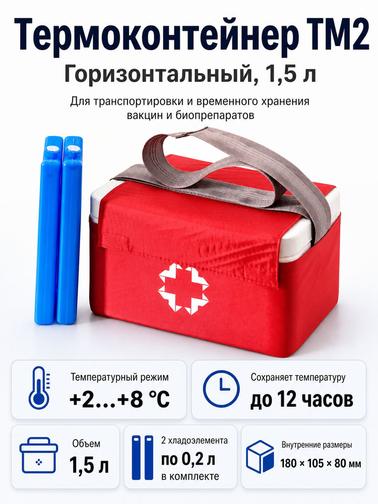 Термоконтейнер ТМ2 (1,5 литра) горизонтальный красный #1