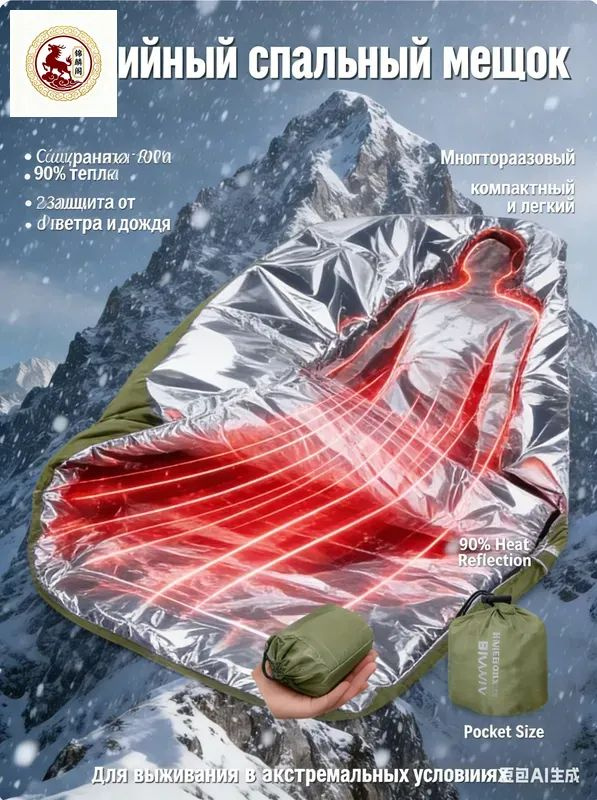 тревожный чемоданчик,Аварийный спальный мешок (Bivvy), многоразовое спасательное термоодеяло для выживания, #1