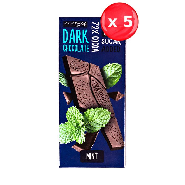 Шоколад Demidoff горький без сахара с мятой 90 г, набор из 5 шт ...