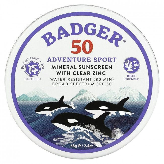 Badger Company, Adventure Sport, минеральное солнцезащитное средство с прозрачным цинком, SPF 50, без #1