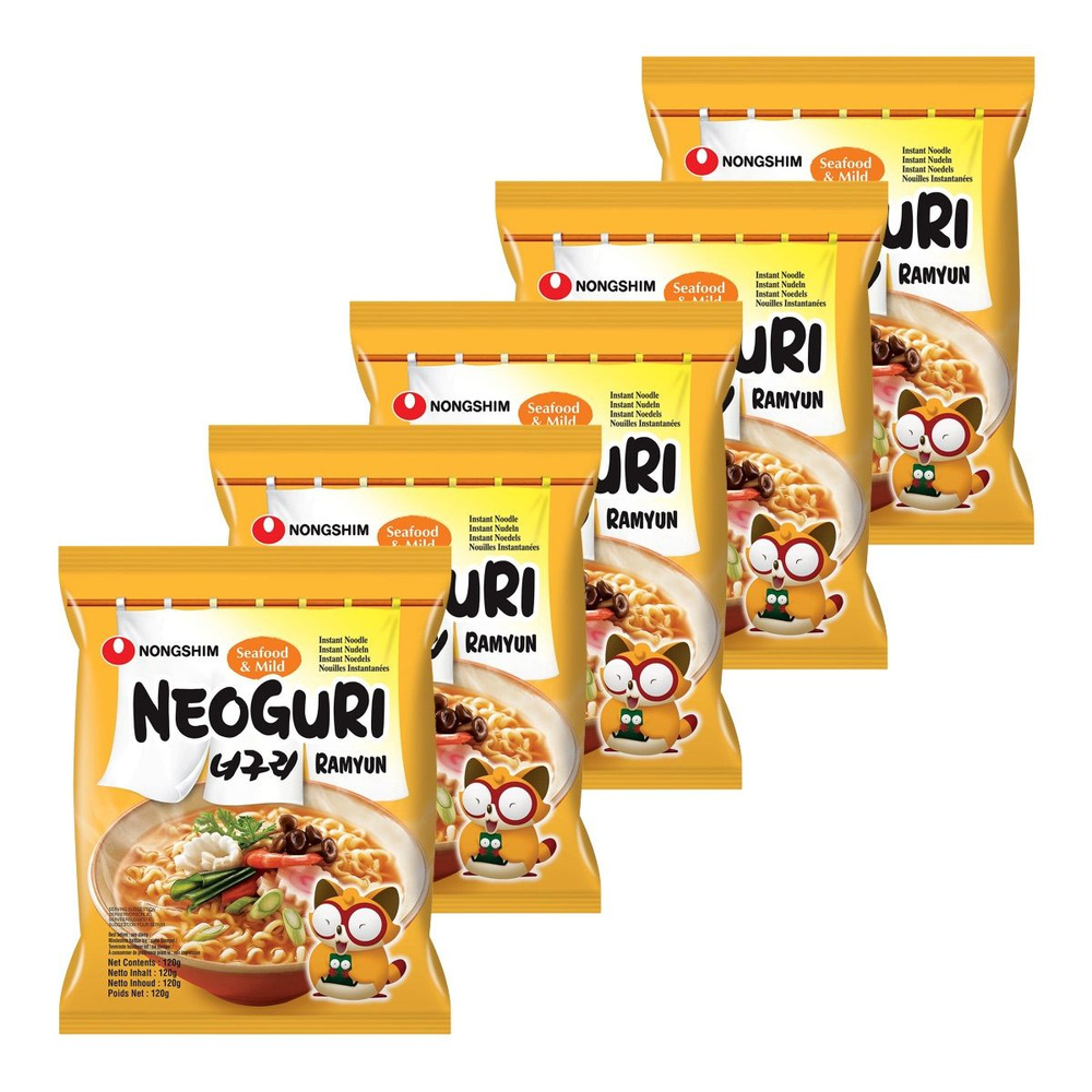 Лапша быстрого приготовления Неогури с морепродуктами Nongshim, пачка 120 г  х 5 шт - купить с доставкой по выгодным ценам в интернет-магазине OZON  (1411192990)