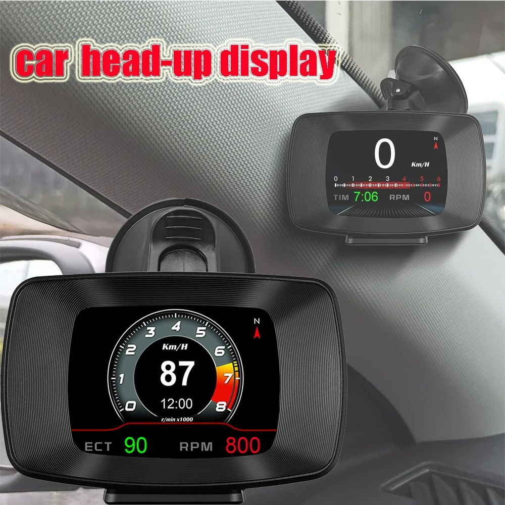 P13 HUD OBD2 + GPS Головной дисплей, спидометр, температура масла, воды, цифровой  дисплей турбонаддува, бортовой компьютер OBD2 для газового автомобиля  купить по выгодной цене в интернет-магазине OZON (1418281814)