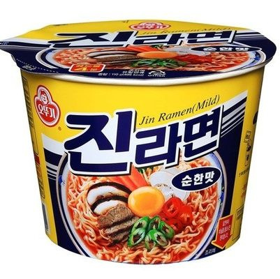 Лапша быстрого приготовления Оттоги Джин Рамен (средне-острый вкус), Южная Корея, 1 чашка по 110 гр  #1
