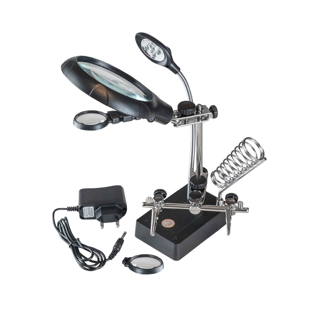 Держатель Третья рука с лупой MG16129-C с подсветкой - купить с ...