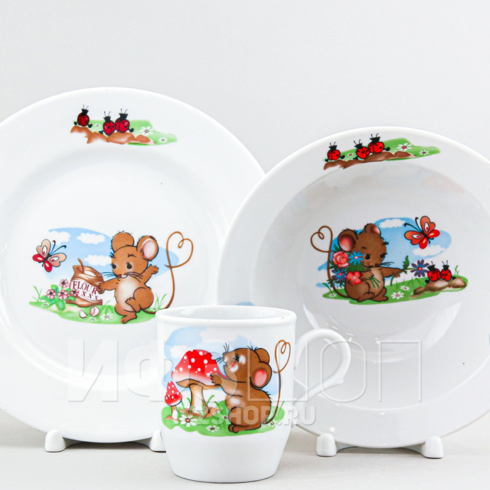Набор детской посуды Дулевский фарфор "Мышата" 3 предмета - купить с ...