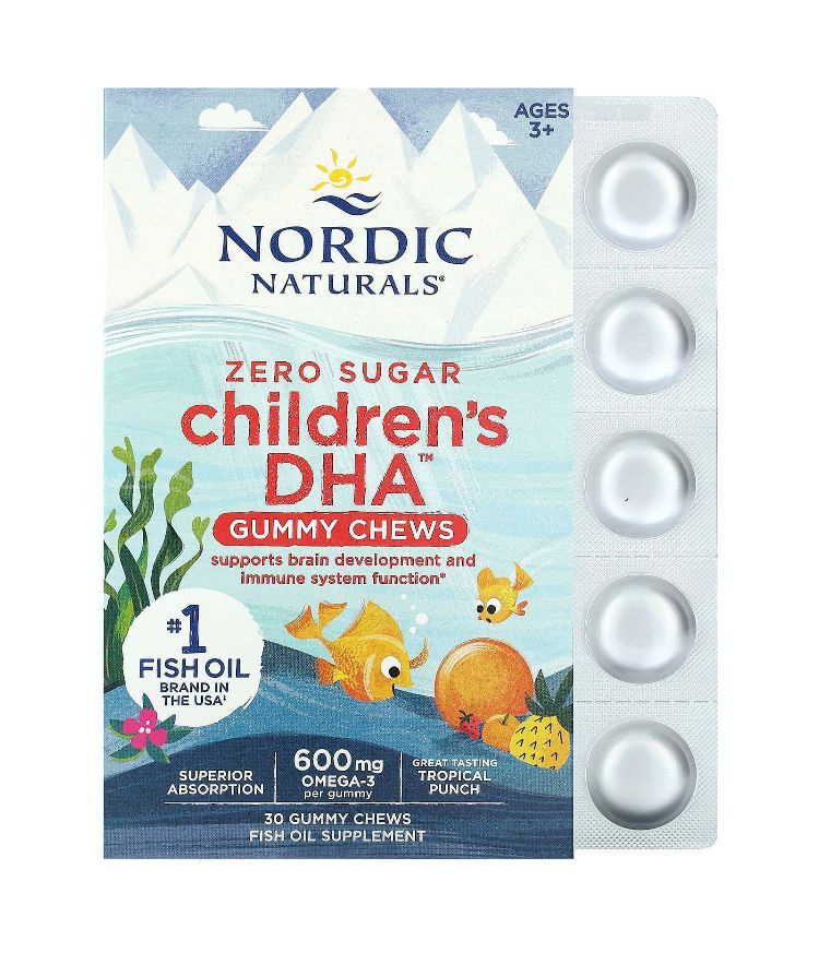 Жевательные таблетки с ДГК, омега -3 для детей от 3 лет, тропический ...