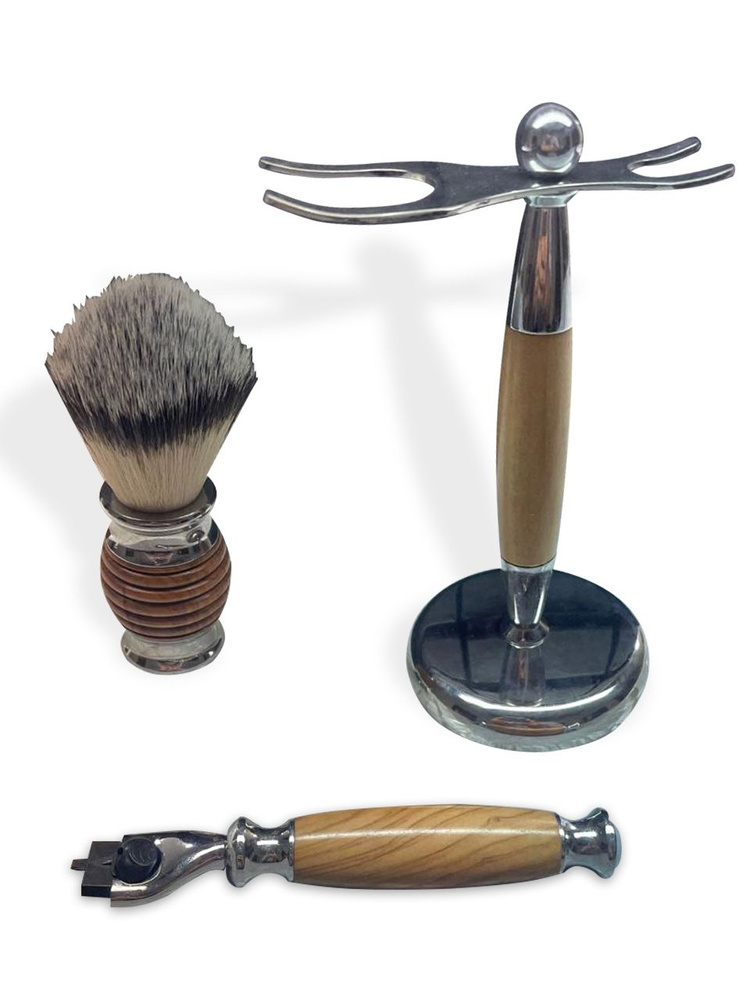 Подарочный набор для бритья 3 в1: помазок , держатель помазка ...