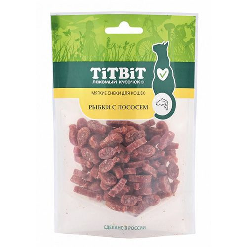 Titbit Мягкие снеки / Лакомство Титбит для кошек Рыбки с лососем, 50г ...