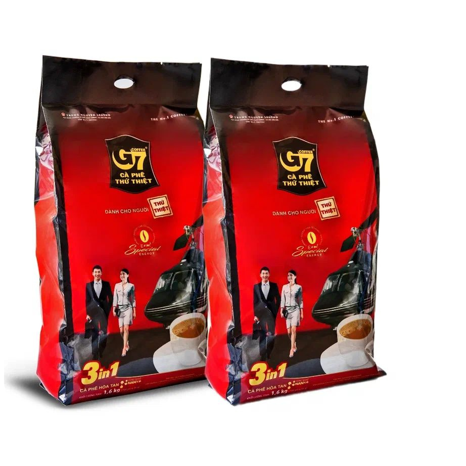 Растворимый кофе Trung Nguyen G7 3 в 1 в пакетах 2 упаковки (100 шт. по 16 г), 3,2 кг  #1