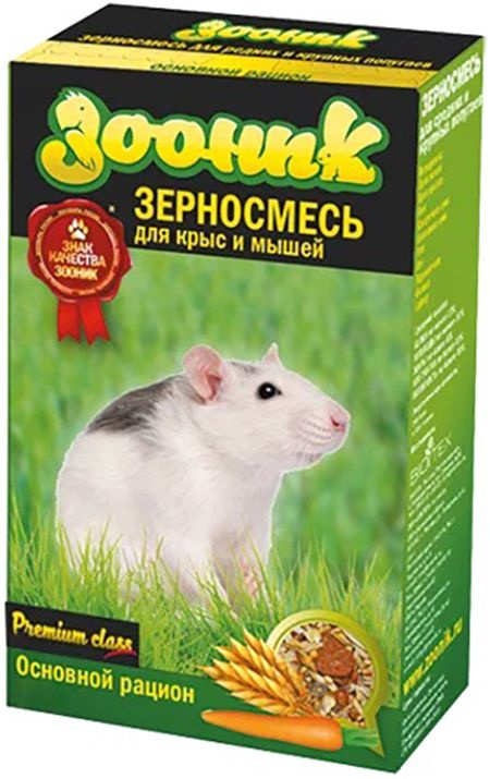 Корм Зооник Премиум зерносмесь для крыс и мышей, основной рацион, 400 г ...