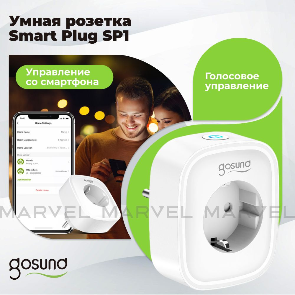 Умная розетка Gosund Smart plug, белый - купить по низкой цене в  интернет-магазине OZON (215433460)