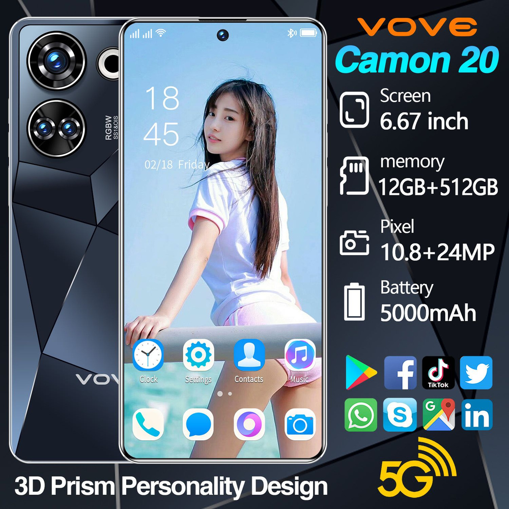 Смартфон Ультра тонкий новый мобильный телефон Camon 20 Dual SIM Dual Standby Smartphone Ультра низкая #1