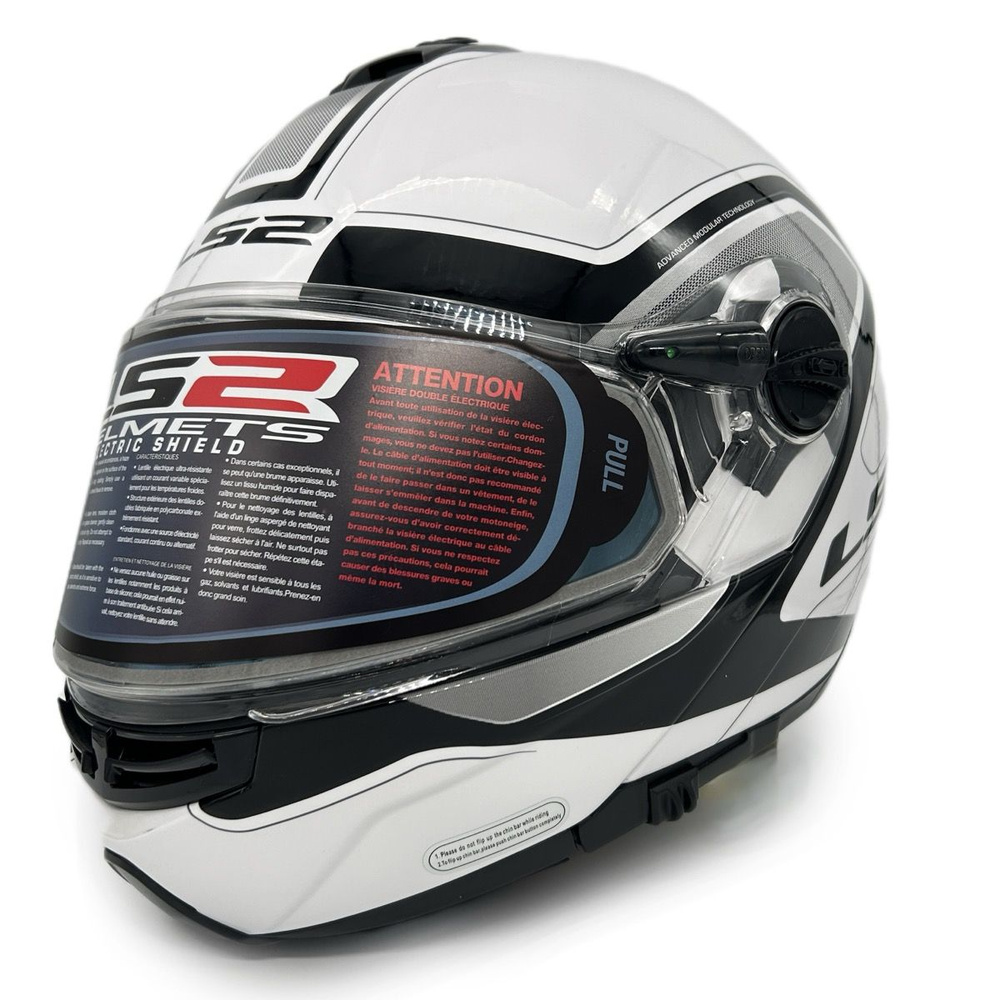 Шлем для снегохода LS2 FF325 STROBE ELECTRIC SNOW CIVIK white-black (ЭП) #1