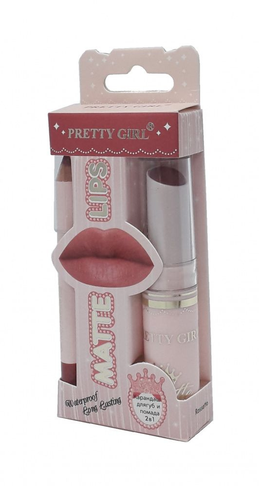 Farres cosmetics Помада для губ + карандашPretty Girl, 2 в 1 Matte lips, ягодная нежность  #1