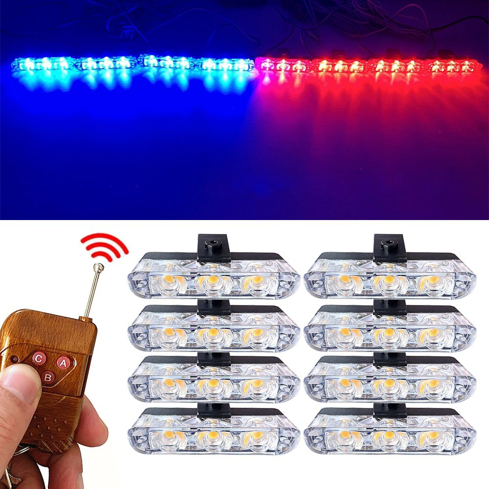 8 Шт 3LED Светодиодный стробоскоп для авто 12v проблесковый маячок желтый свет  #1