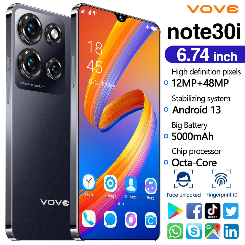 vove Смартфон Note30i+/ EU 16/512 ГБ, черный