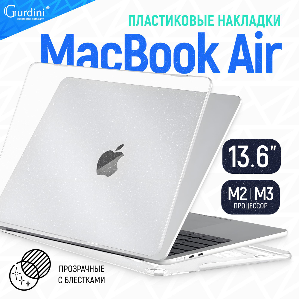 Чехол для макбук air 13 (А2681/A3113) М2/М3/ macbook air 13.6" / прозрачный  #1