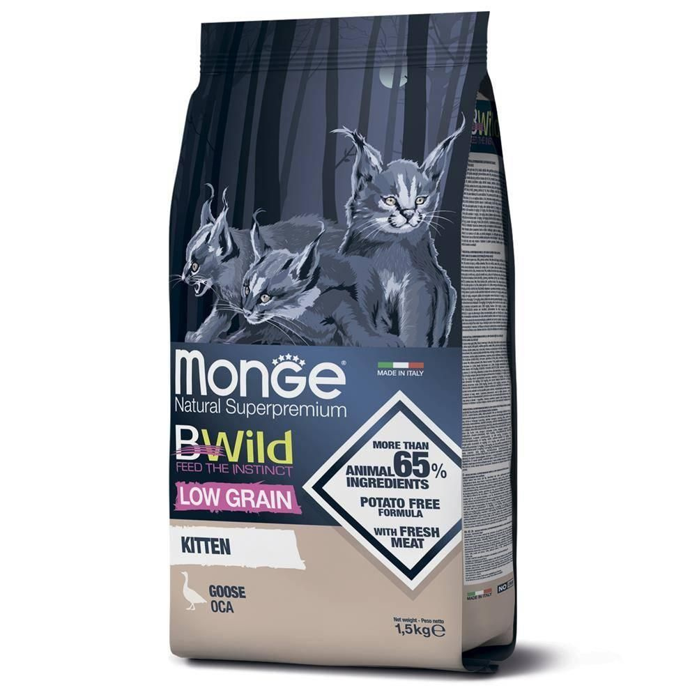 Monge Cat BWild Low Grain Kitten корм для котят, низкозерновой, мясо гуся 1,5 кг  #1