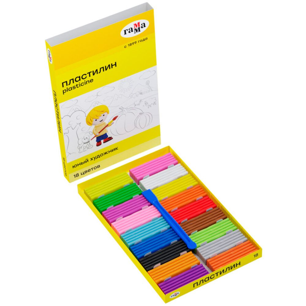 Пластилин 18 цв. Юный художник 280047 ГАММА - купить с доставкой по ...