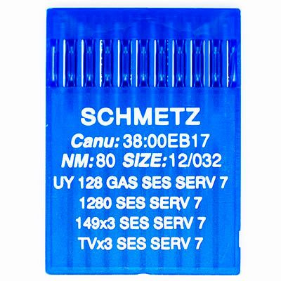 Иглы промышленные Schmetz UY 128 GAS SES SERV7 №80, для плоскошовных машин, 10 шт.  #1