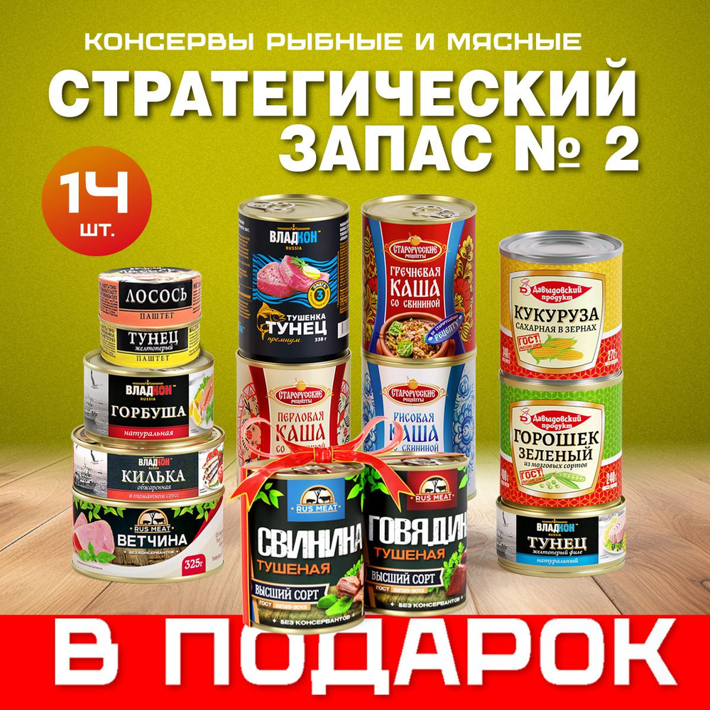 НАБОР Стратегический запас 2:мясные и рыбные консервы, паштеты  #1