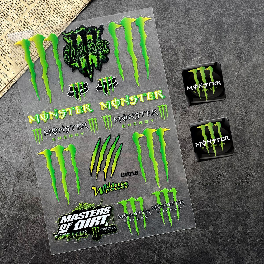 3D УФ-наклейка Monster Energy Наклейка на корпус мотоциклетного шлема  #1