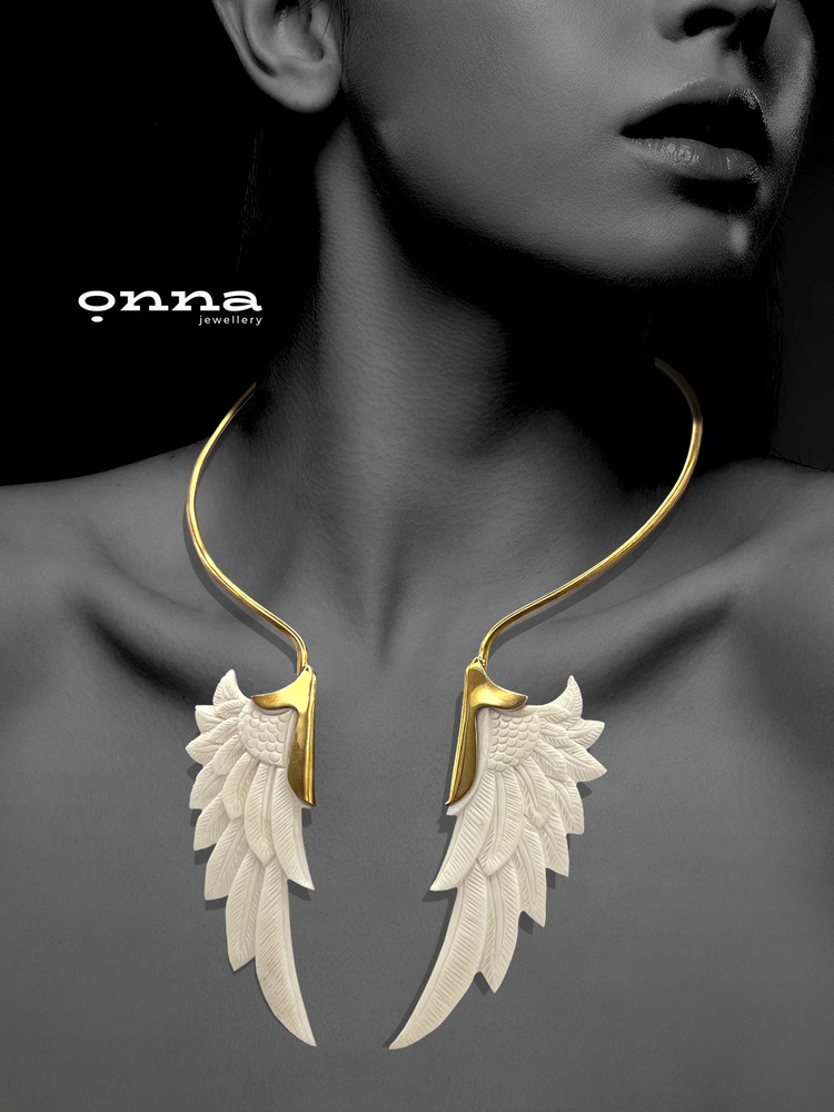 Чокер крылья "Восхищение" Onna jewellery белые в золотом свадебное ...