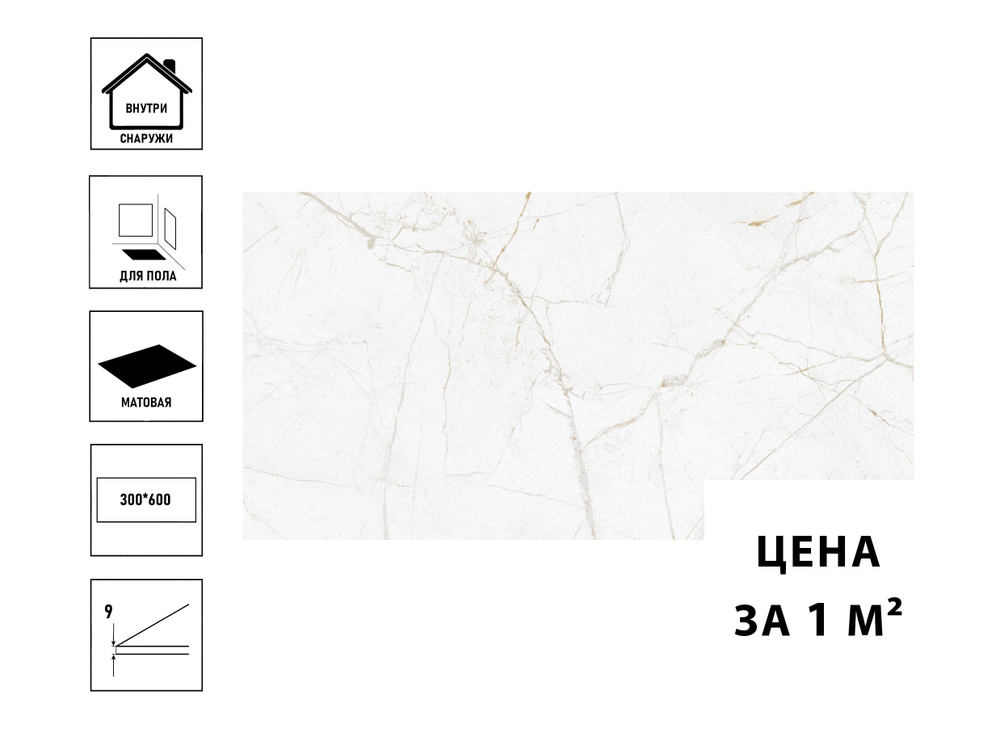 Керамический гранит GlobalTile Antares_GT 30x60см белый(цена за 1 кв.м)  #1