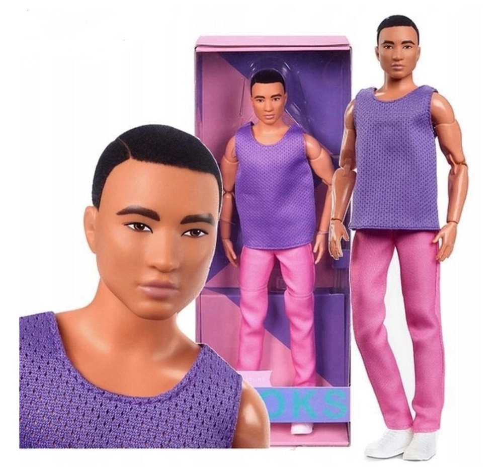 Кукла Barbie KEN Signature Looks Кен в фиолетово-розовом стиле HJW84 #1