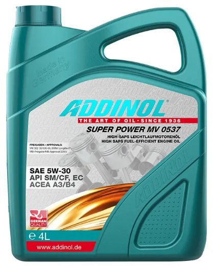 ADDINOL SUPER POWER MV 0537 5W-30 Масло моторное, Синтетическое, 4 л #1