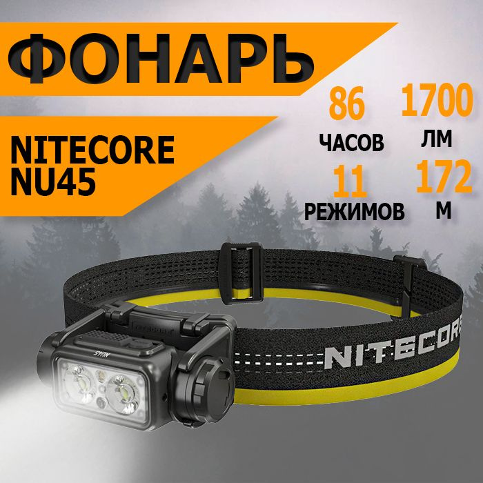 Фонарь светодиодный налобный Nitecore NU45 #1