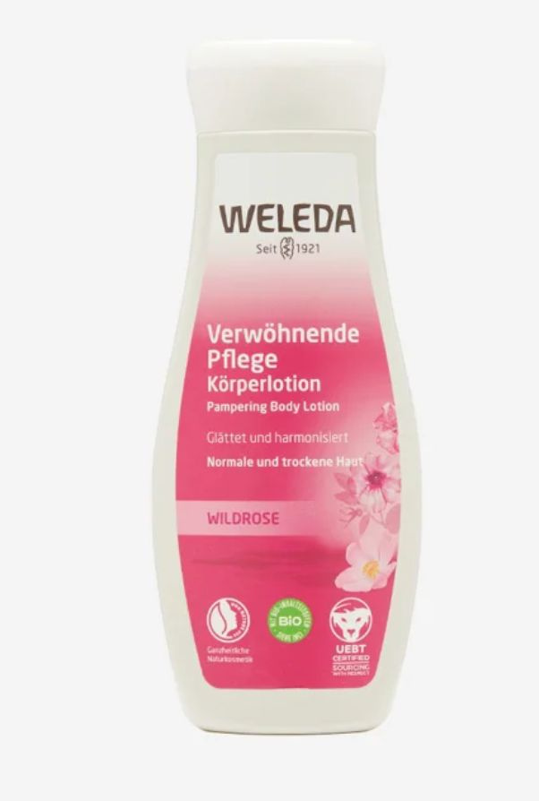 РОЗОВОЕ НЕЖНОЕ МОЛОЧКО ДЛЯ ТЕЛА WELEDA wild rose harmonising body lotion 200 мл, Швейцария  #1