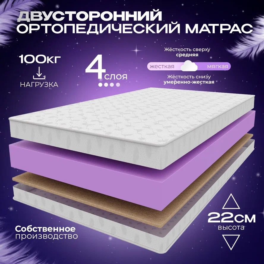 VITAFLEX Матрас Ортопедический беспружинный матрас 130x185 VITAFLEX Medicine 21V Sk, полуторный, с латексом, #1