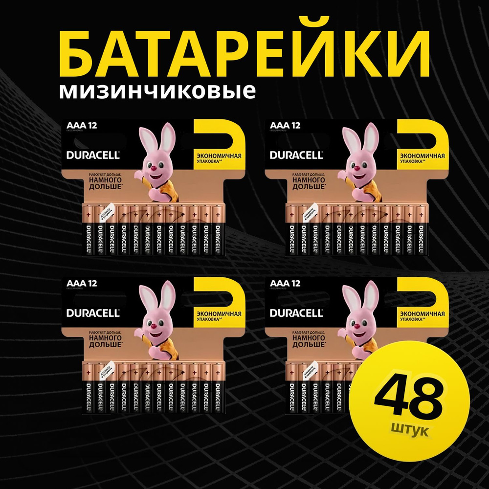 Duracell Батарейка AAA, L (щелочной) тип, 1,5 В, 48 шт #1