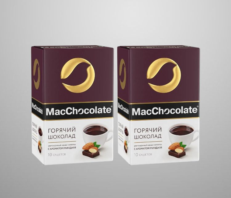 MacChocolate Растворимый напиток, Горячий шоколад, Миндаль, 20 г х 10 пак, 2 упаковки  #1