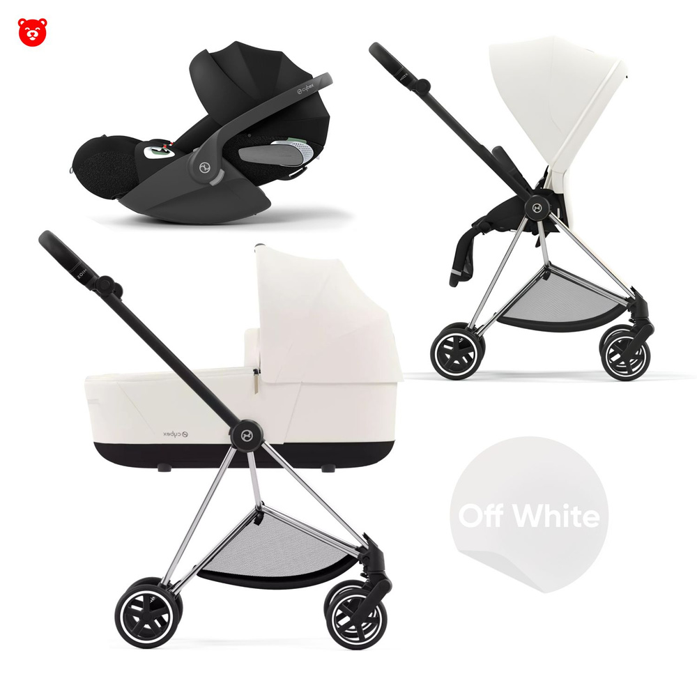 Cybex Mios III Коляска 3 в 1, шасси Chrome, черная ручка, текстиль Off White  #1